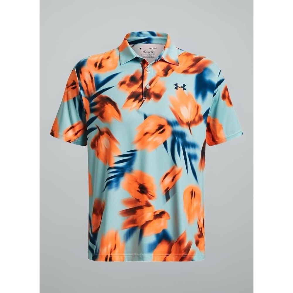 Under Armour Golf Playoff Polo XXL Blue Orange Tropics Performance Resort Vacay